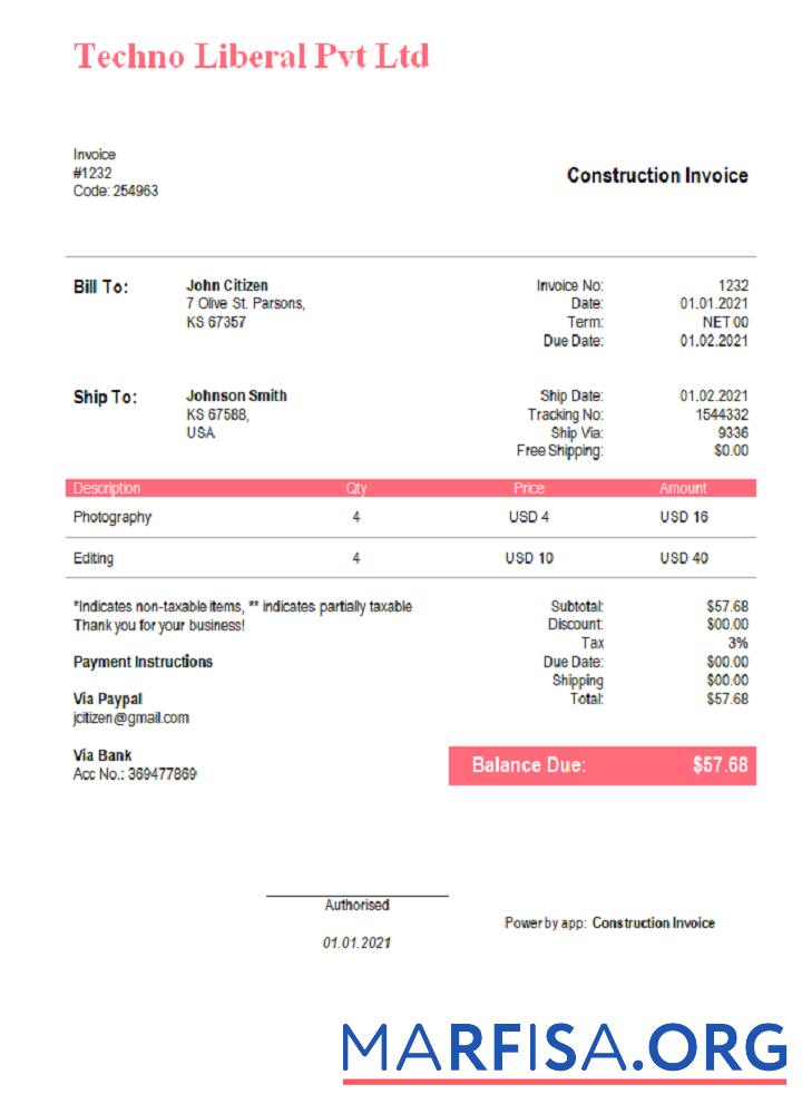 Downloadable USA Techno Liberal Pvt Ltd invoice download for verification